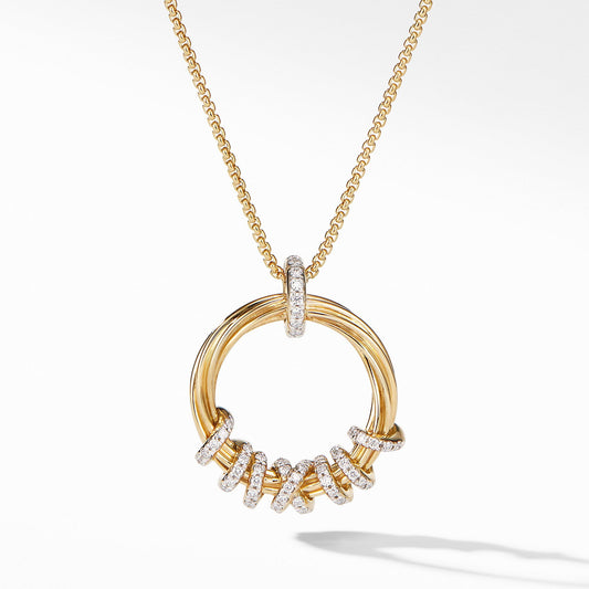 Helena Round Pendant Necklace in 18K Yellow Gold with Diamonds - David Yurman- Diamond Cellar