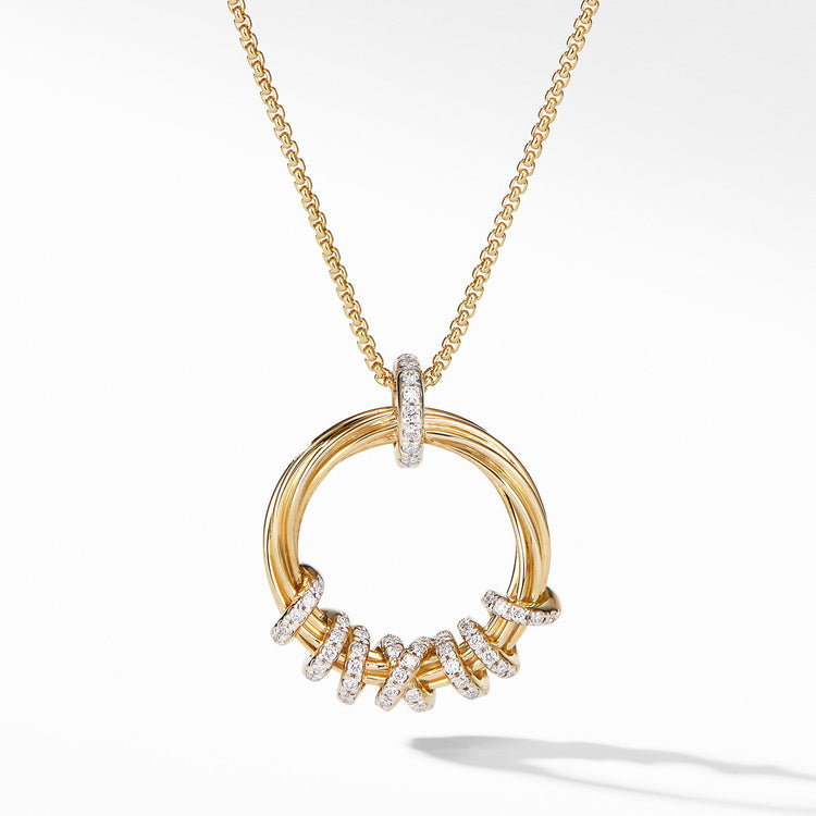 Helena Round Pendant Necklace in 18K Yellow Gold with Diamonds - David Yurman- Diamond Cellar