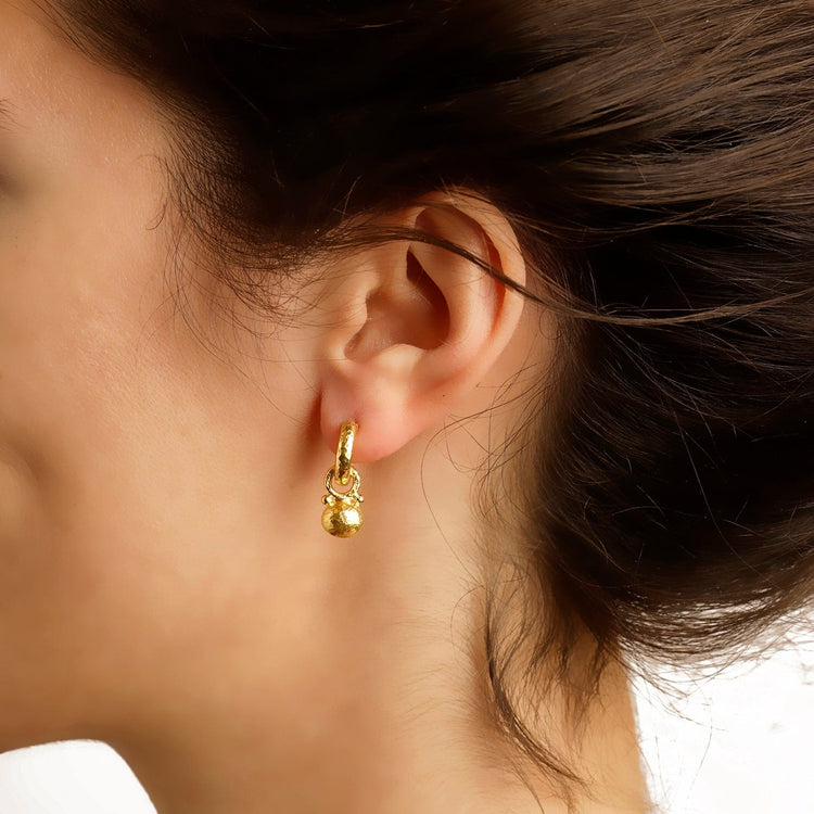 Horizontal Gold Oval Earring Charms - Elizabeth Locke Jewels- Diamond Cellar