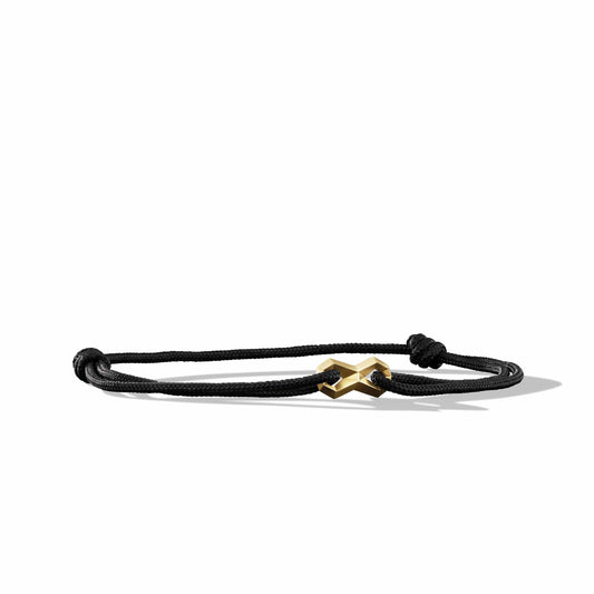 Infinity Link Black Cord Bracelet with 18K Yellow Gold - David Yurman- Diamond Cellar