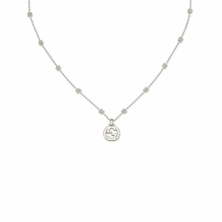 GUCCI 18K Rose Gold Diamond Blue Sapphire Flower Pendant Necklace 534104 |  FASHIONPHILE