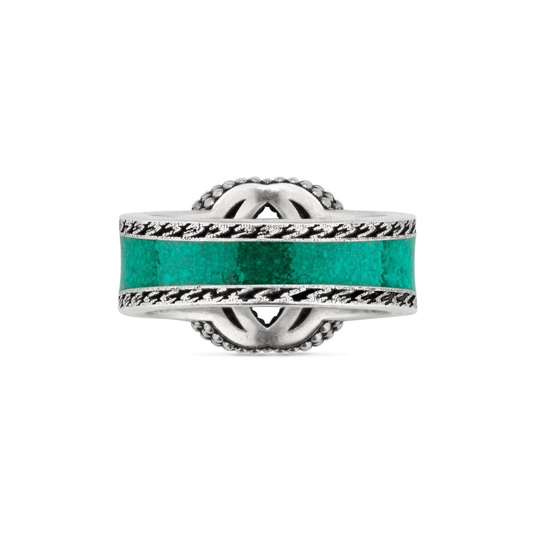 Interlocking G Ring in Turquoise Enamel - Gucci- Diamond Cellar