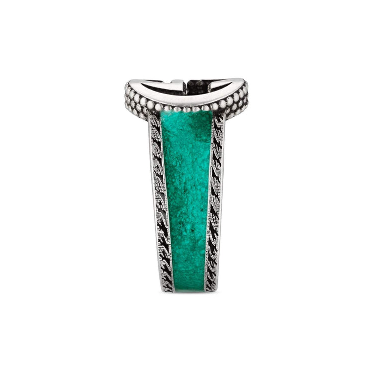 Interlocking G Ring in Turquoise Enamel - Gucci- Diamond Cellar