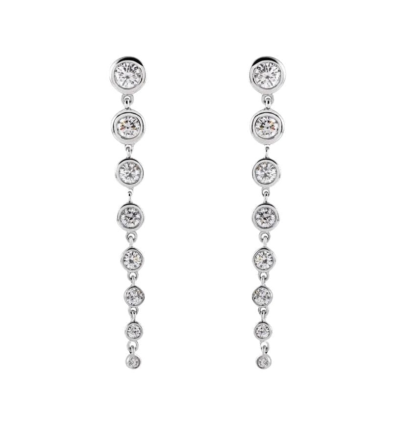 Lab Grown Diamond Bezel Set Graduated Earrings (1.75 tcw) - Céleste Created Diamonds- Diamond Cellar