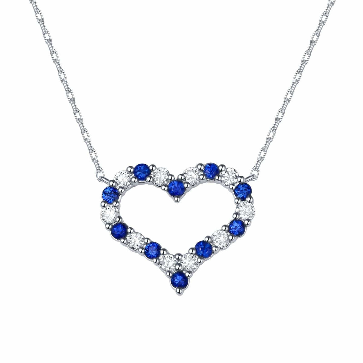 lab-grown-diamond-natural-blue  Diamond Saphire Heart Pendant .25TDW .75KTS 18KT main image 0
