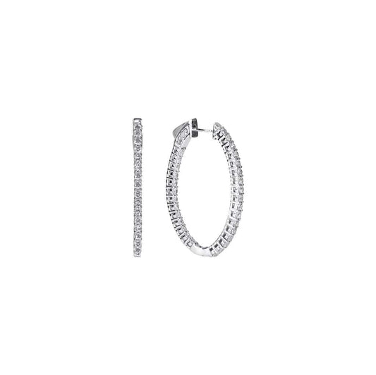 Lab-Grown Diamond Oval Inside/Outside Hoops (1 tcw) - Céleste Created Diamonds- Diamond Cellar