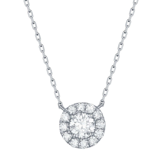 Lab Grown Diamond Round Halo Necklace - Céleste Created Diamonds- Diamond Cellar