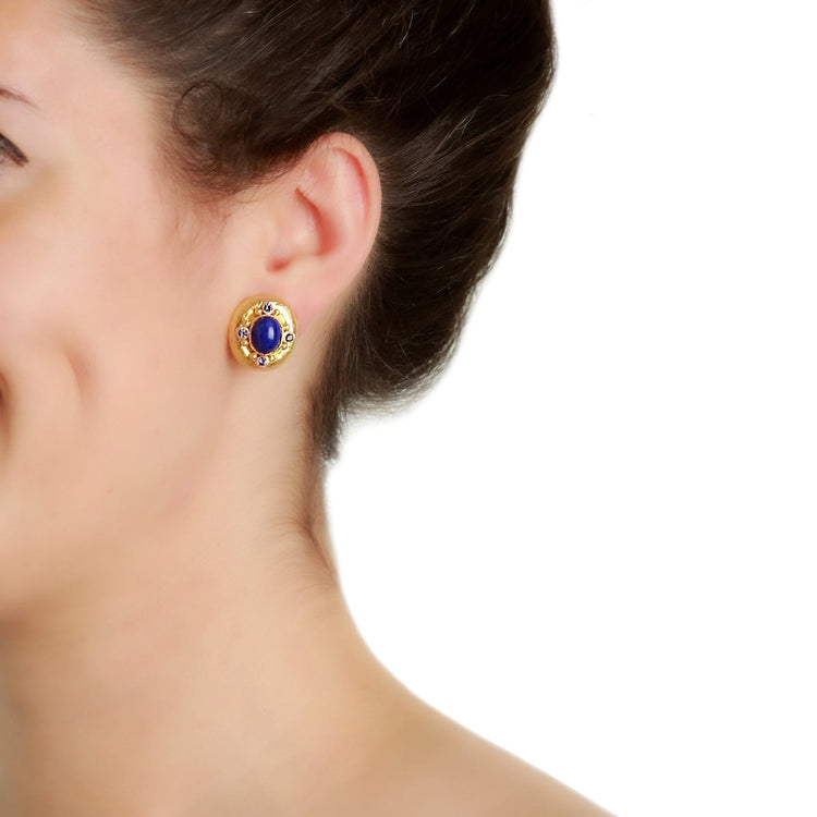 Lapis and Blue Sapphire Earrings - Elizabeth Locke Jewels- Diamond Cellar