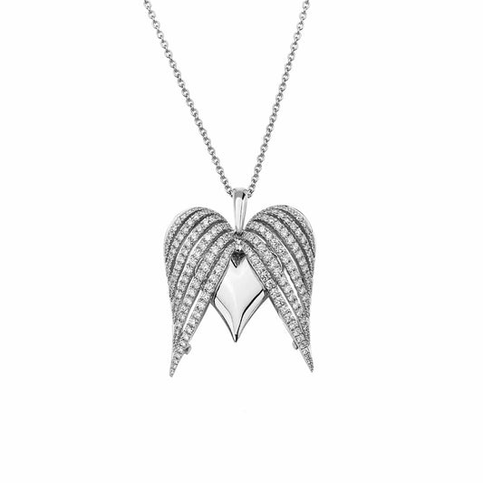 Large Angel Heart Pendant with Diamonds - Charles Krypell- Diamond Cellar
