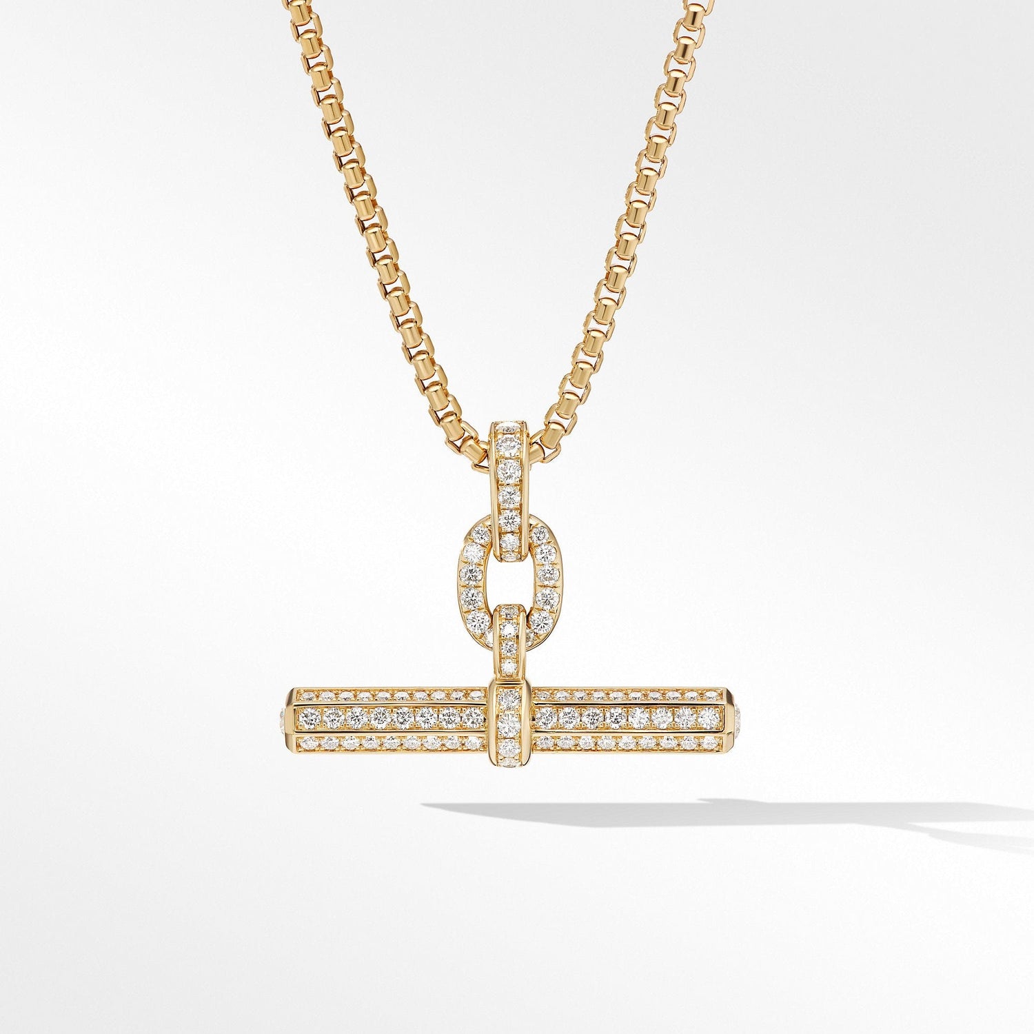 Lexington E/W Barrel Pendant in 18K Yellow Gold with Full Pave Diamonds - David Yurman- Diamond Cellar