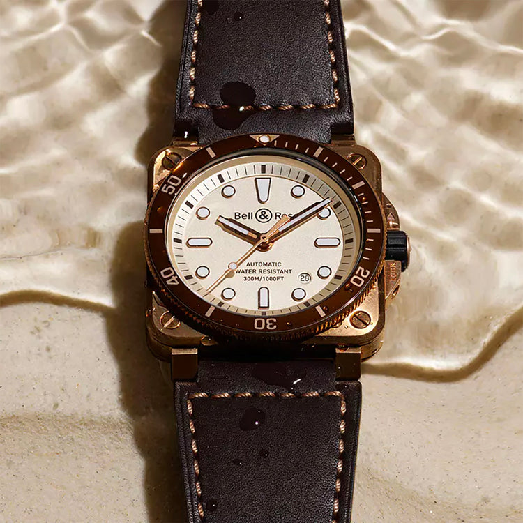 Limited Edition BR 03-92 Diver White Watch in Bronze - Bell & Ross- Diamond Cellar