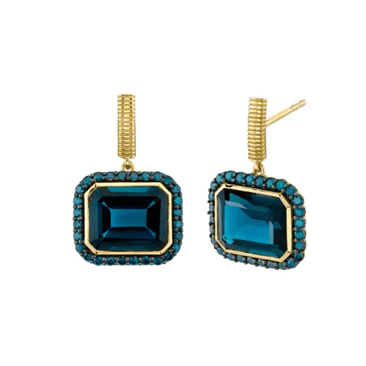 London Blue & Swiss Blue Topaz Drop Earrings - Sloane Street- Diamond Cellar