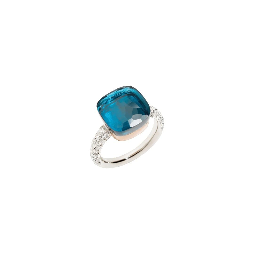 London Blue Topaz and Diamond Nudo Maxi Ring - Pomellato- Diamond Cellar
