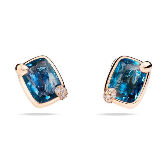 London Blue Topaz & Diamond Ritratto Earrings - Pomellato- Diamond Cellar