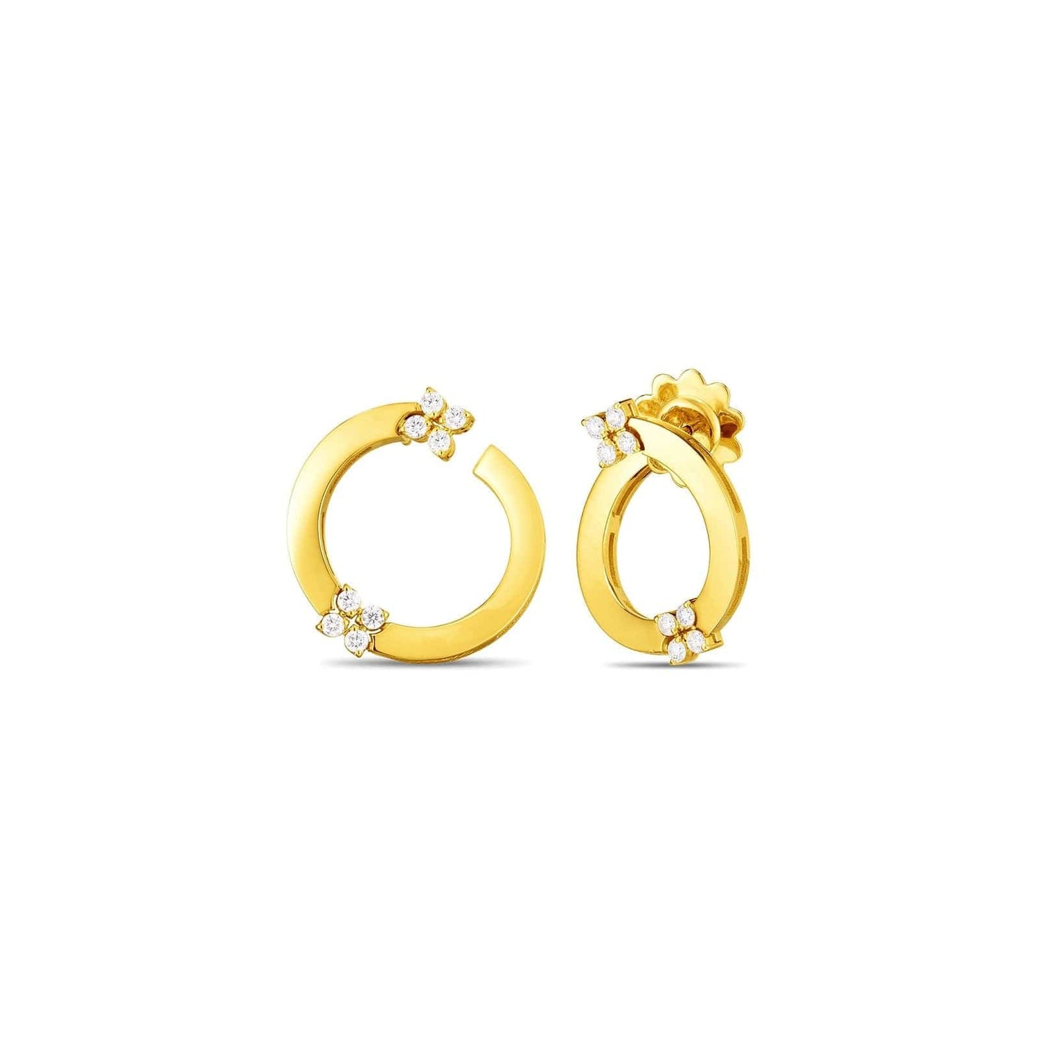 Love in Verona Diamond Double Flower Circle Hoop Earrings - Roberto Coin- Diamond Cellar