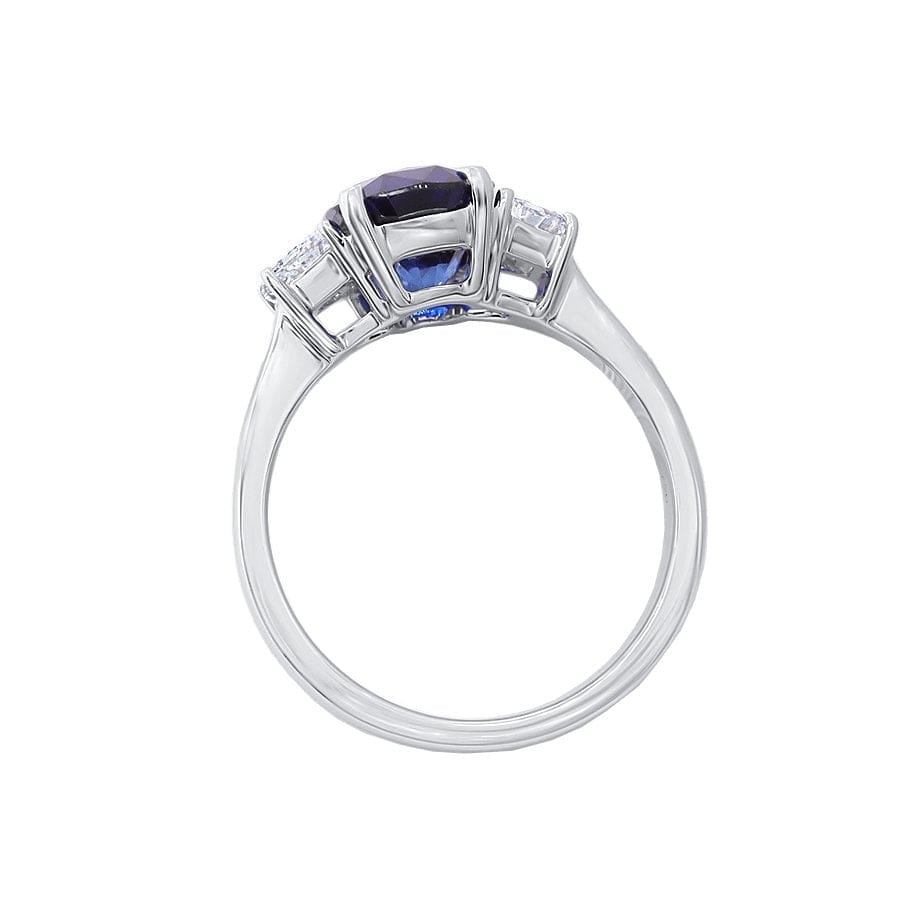 Madagascar Blue Sapphire & Diamond 3-Stone Ring - Diamond Cellar- Diamond Cellar