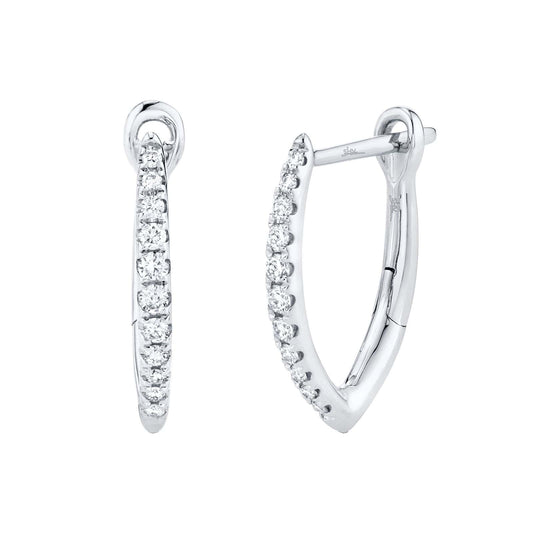 Marquise Huggie Hoop Earrings with Diamonds - Shy Creation- Diamond Cellar