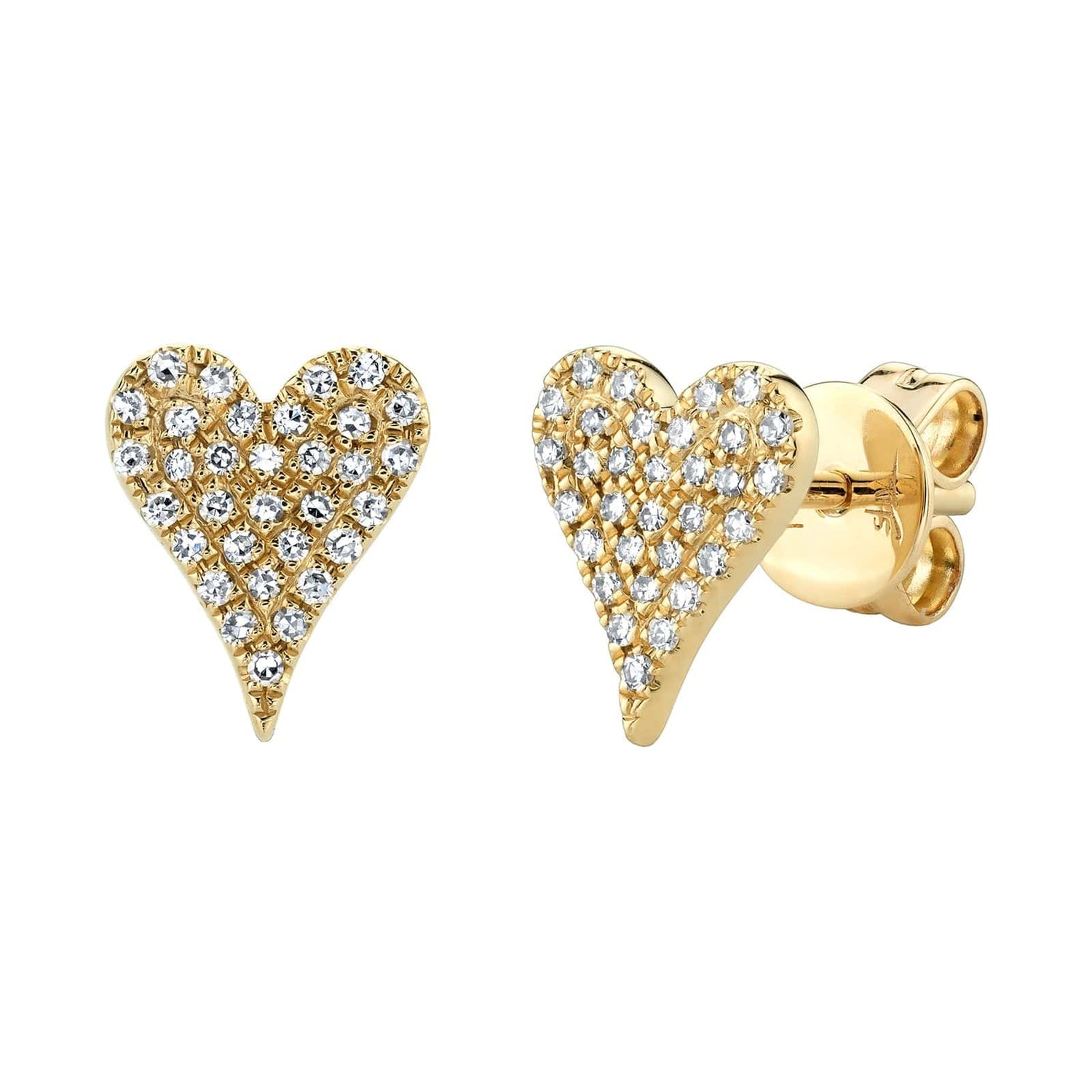 Medium Diamond Pavé Heart Stud Earrings - Shy Creation- Diamond Cellar