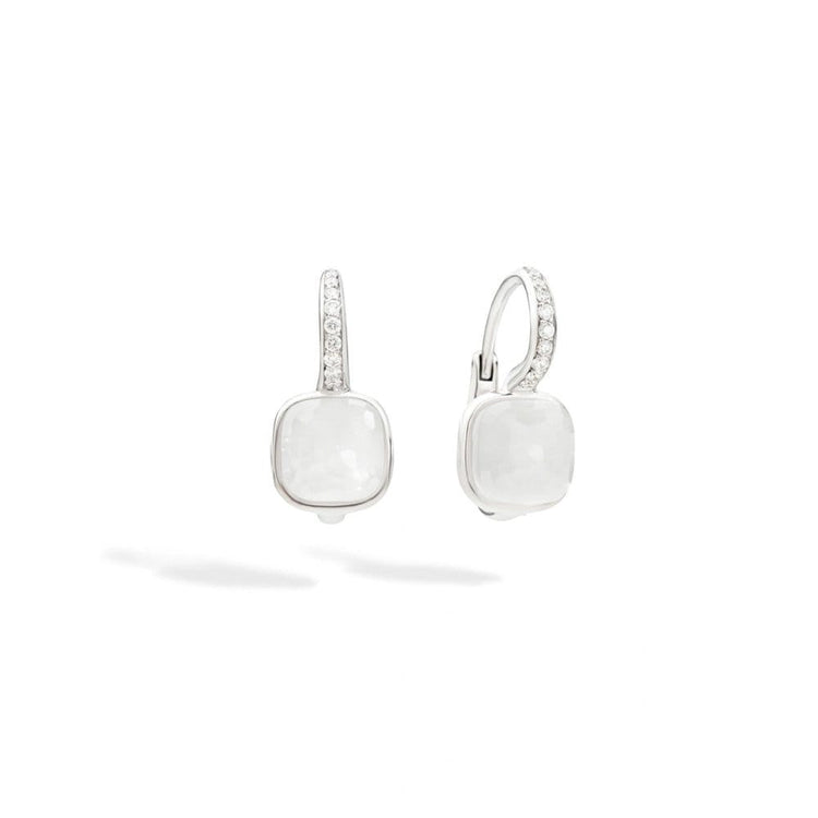 Mil White Quartz & Diamond Nudo Earrings - Pomellato- Diamond Cellar
