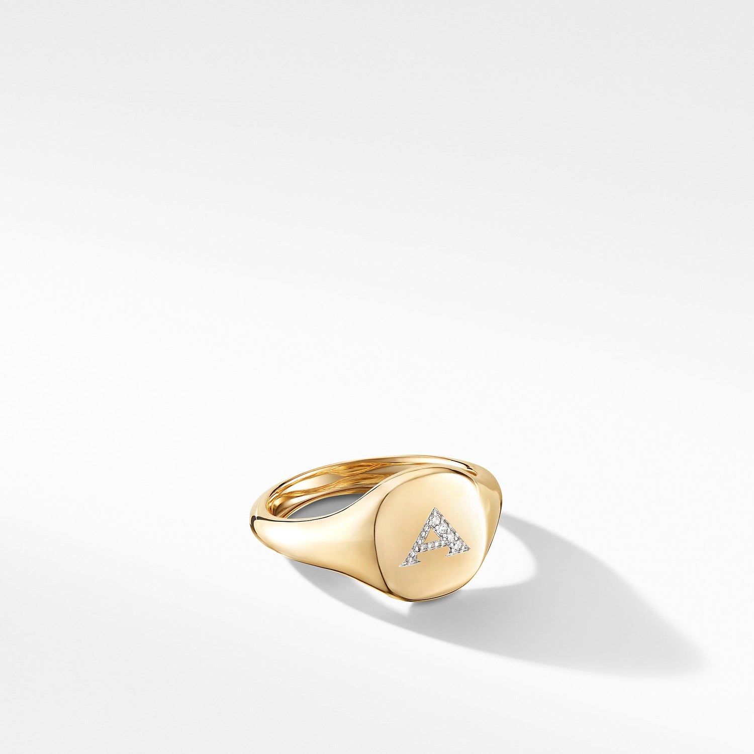 Mini DY Initial Pinky Ring in 18K Yellow Gold with Diamonds - David Yurman- Diamond Cellar
