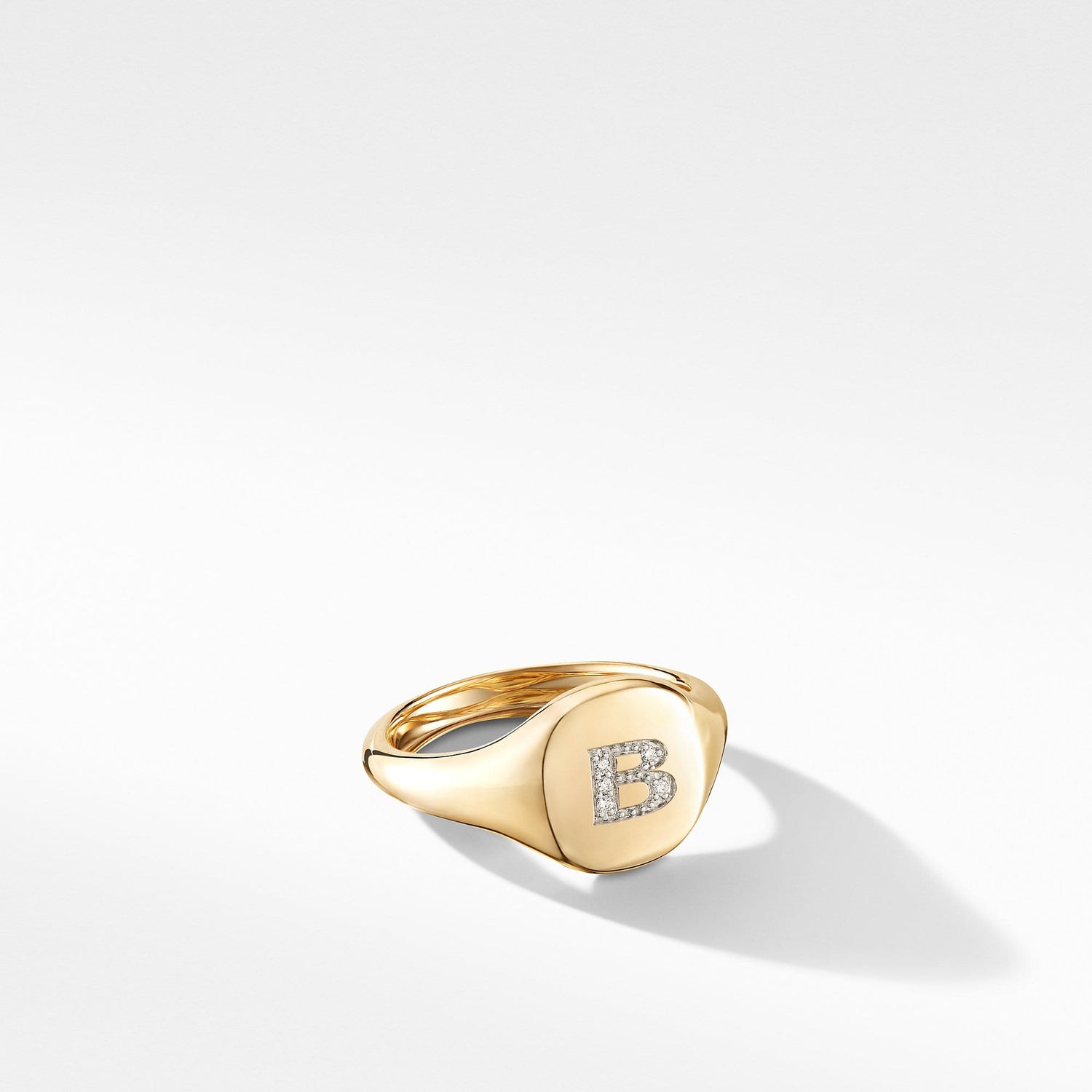 Mini DY Initial Pinky Ring in 18K Yellow Gold with Diamonds - David Yurman- Diamond Cellar