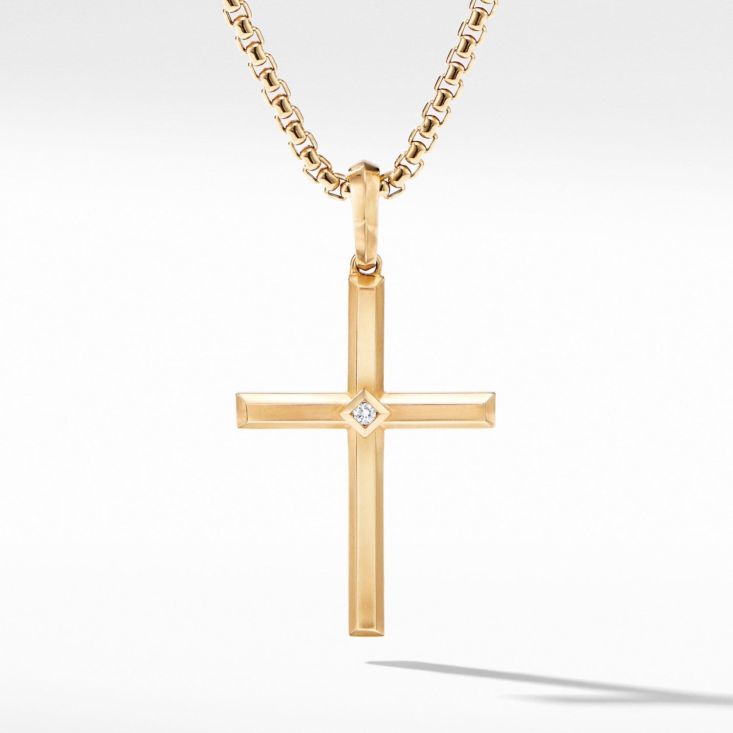Modern Renaissance Cross Pendant in 18K Yellow Gold with Center Diamond - David Yurman- Diamond Cellar