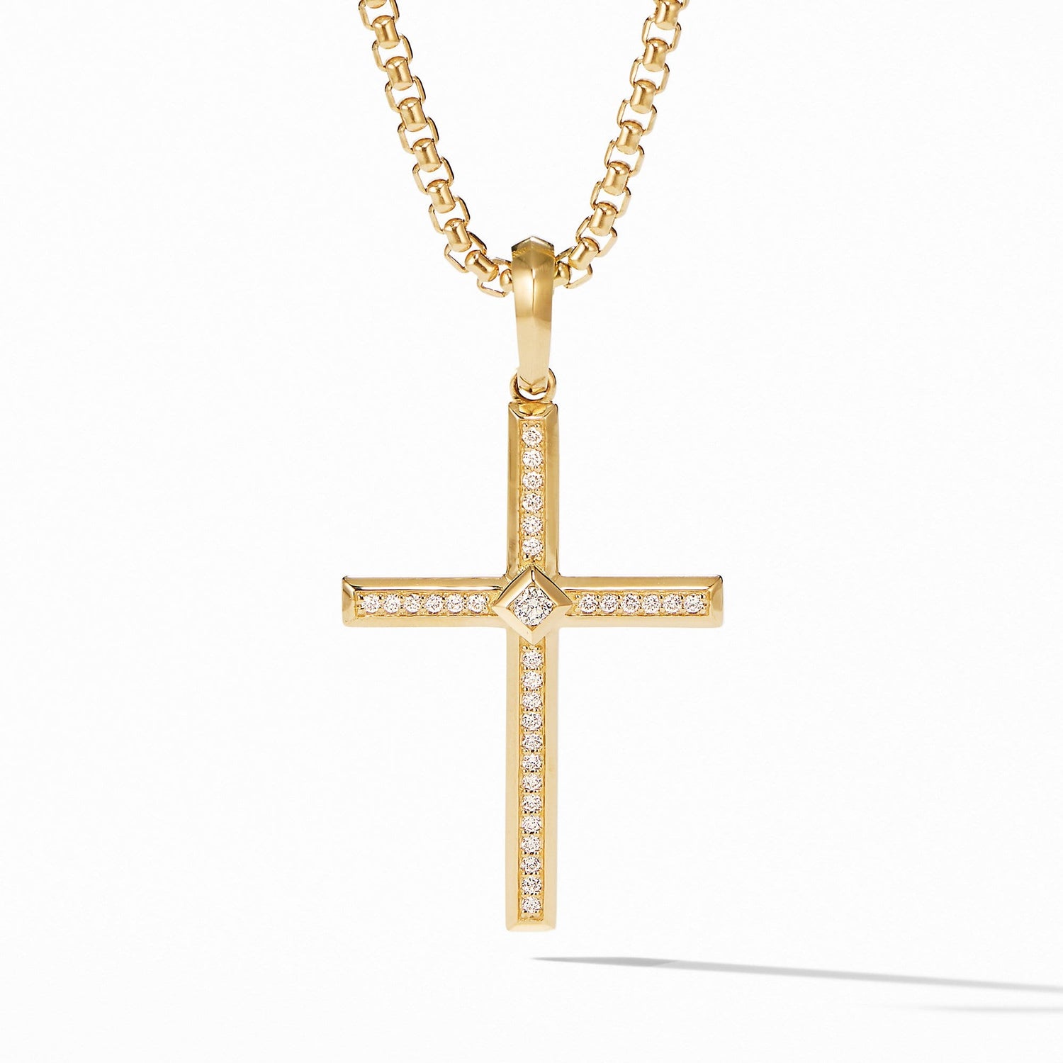 Modern Renaissance Cross Pendant in 18K Yellow Gold with Diamonds - David Yurman- Diamond Cellar
