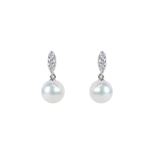 Morning Dew Akoya Pearl Earrings with Diamonds - Mikimoto- Diamond Cellar