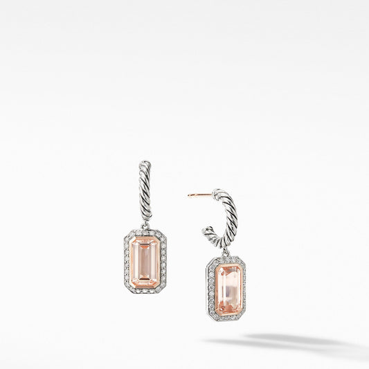 Novella Drop Earrings with Morganite, Pave Diamonds and 18K Rose Gold - David Yurman- Diamond Cellar