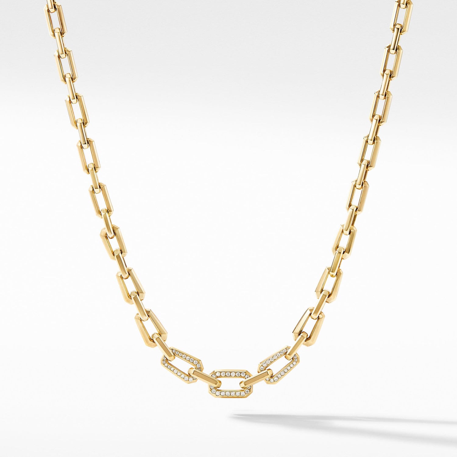 Novella Faceted Chain Necklace in 18K Yellow Gold with Pave Diamonds - David Yurman- Diamond Cellar