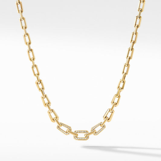 Novella Faceted Chain Necklace in 18K Yellow Gold with Pave Diamonds - David Yurman- Diamond Cellar
