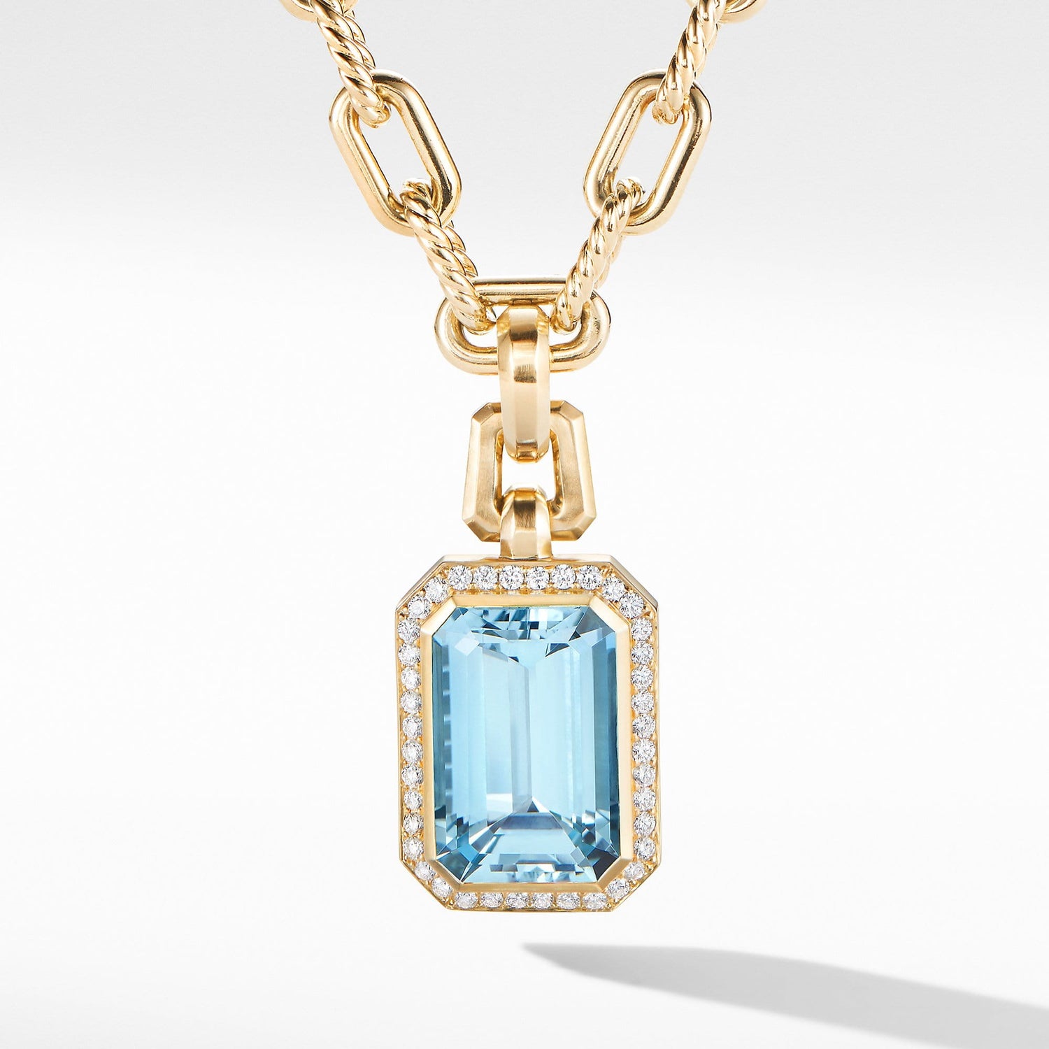 Novella Pendant in 18K Yellow Gold with Blue Topaz and Diamonds - David Yurman- Diamond Cellar