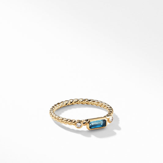 Novella Ring in Hampton Blue Topaz with Diamonds - David Yurman- Diamond Cellar