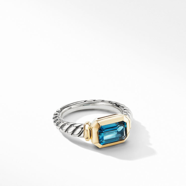 Novella Ring with Hampton Blue Topaz and 18K Yellow Gold - David Yurman- Diamond Cellar