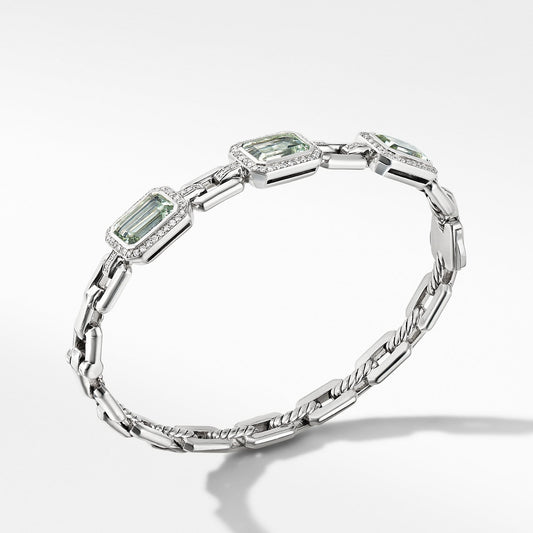 Novella Three Stone Bracelet with Prasiolite and Pave Diamonds - David Yurman- Diamond Cellar