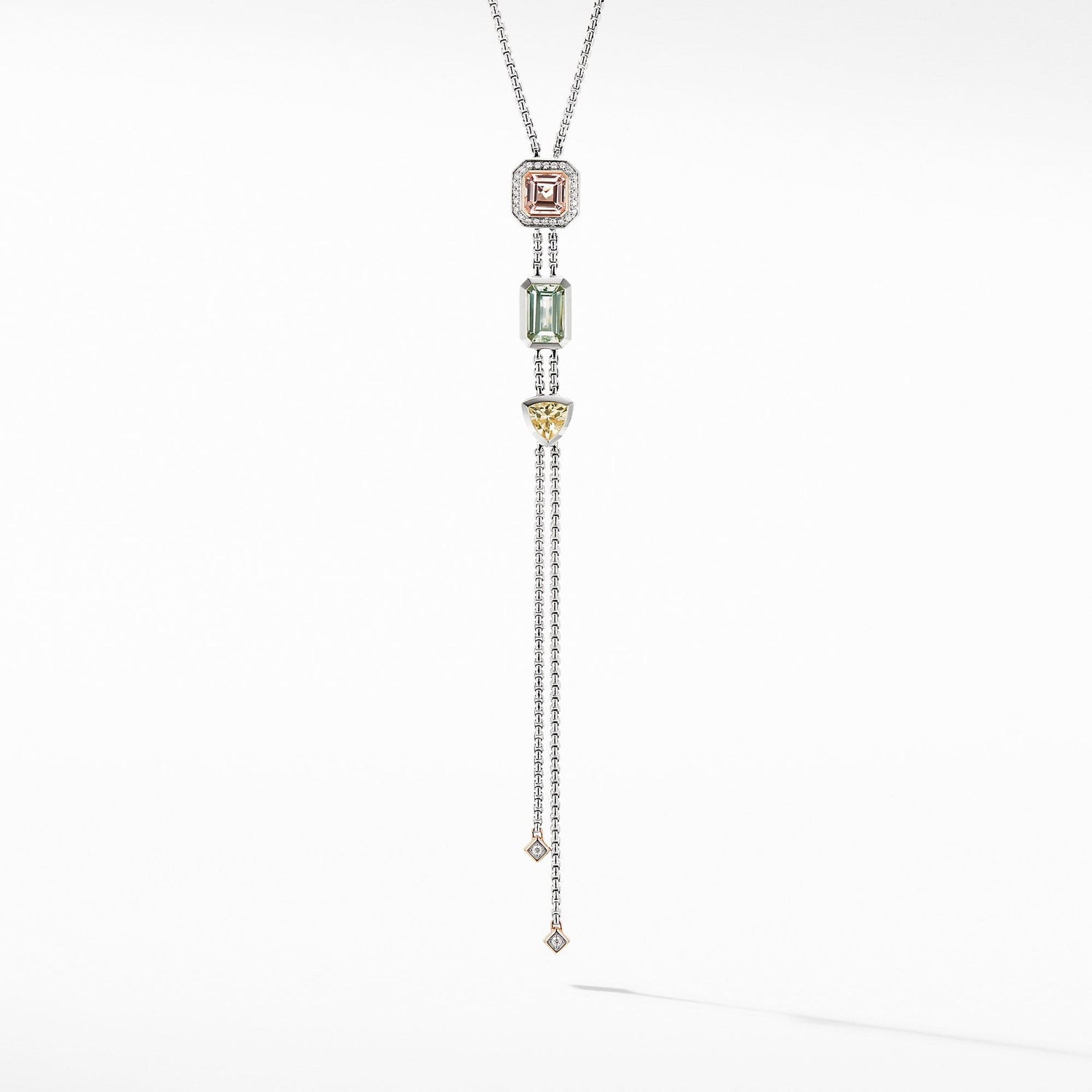 Novella Y Necklace with Morganite, Pave Diamonds and 18K Rose Gold - David Yurman- Diamond Cellar