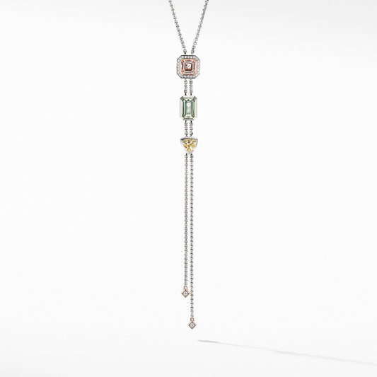 Novella Y Necklace with Morganite, Pave Diamonds and 18K Rose Gold - David Yurman- Diamond Cellar