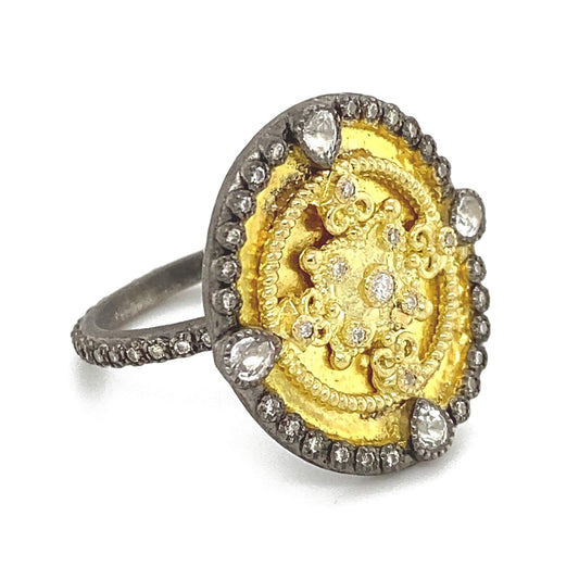 Old World Heraldry Shield Ring - Armenta- Diamond Cellar