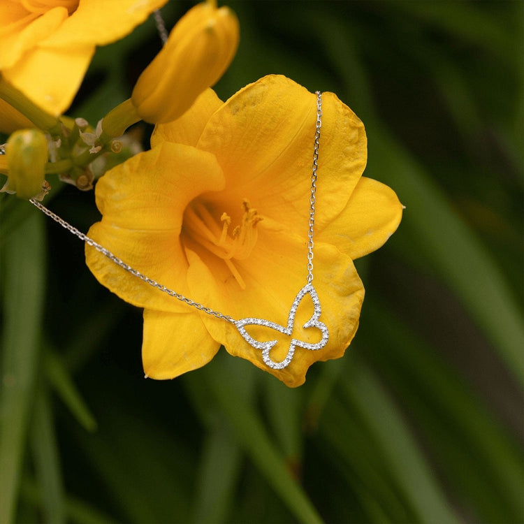 Open Butterfly Necklace with Diamonds - Diamond Cellar- Diamond Cellar