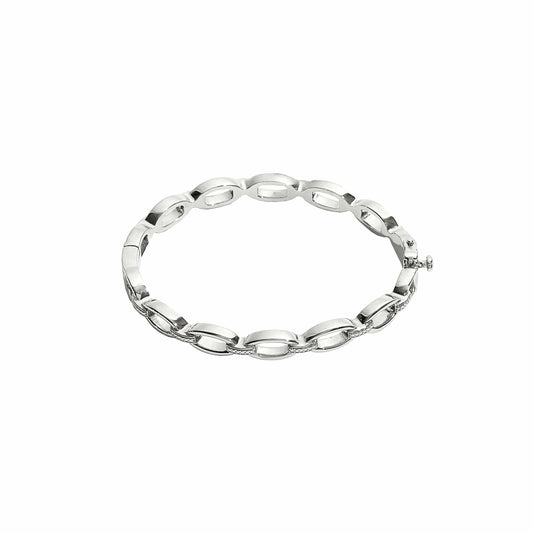 Open Chain Link Diamond Station Bangle Bracelet - Diamond Cellar- Diamond Cellar