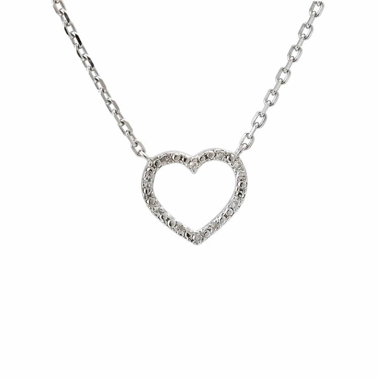 Open Heart Necklace with Diamonds - Diamond Cellar- Diamond Cellar