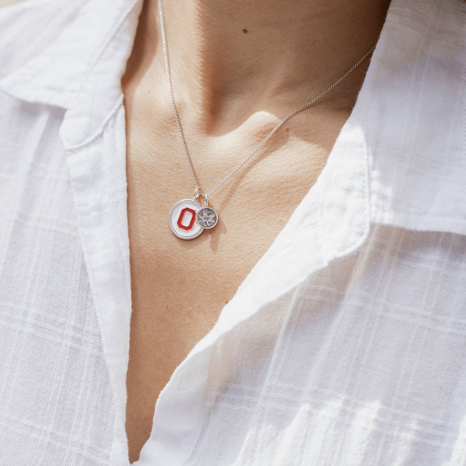 OSU Buckeye Leaf Charm - Diamond Cellar- Diamond Cellar