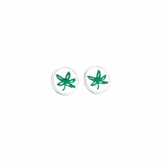 OSU Green Enamel Buckeye Leaf Studs - Diamond Cellar- Diamond Cellar
