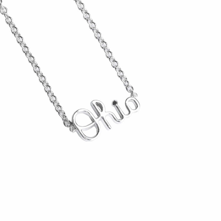 OSU Mini Script Ohio Black Diamond Necklace - Diamond Cellar- Diamond Cellar