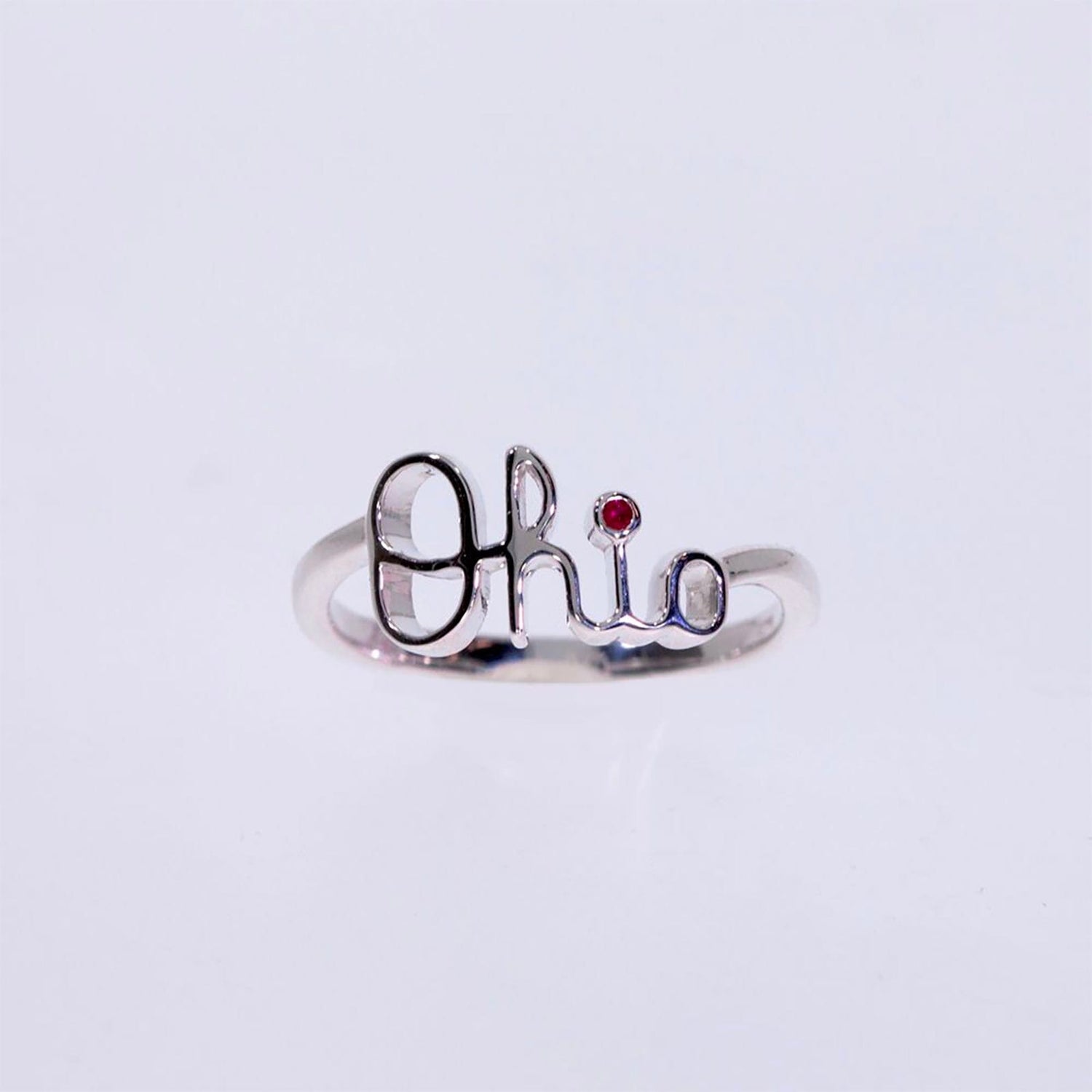 OSU Script Ohio Ring with Ruby (Size 7) - Diamond Cellar- Diamond Cellar