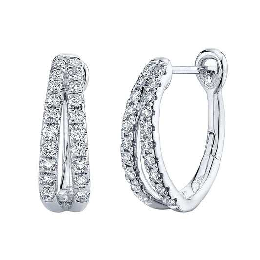 Oval Split Hoop Earrings with Diamonds - Shy Creation- Diamond Cellar