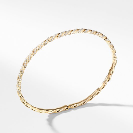 Pave Flex Single Row Bracelet with Diamonds in 18K Gold - David Yurman- Diamond Cellar