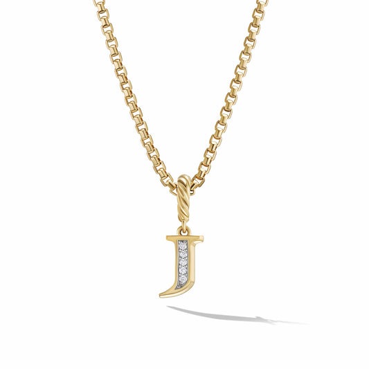Pave Initial Pendant in 18K Yellow Gold with Diamonds - David Yurman- Diamond Cellar