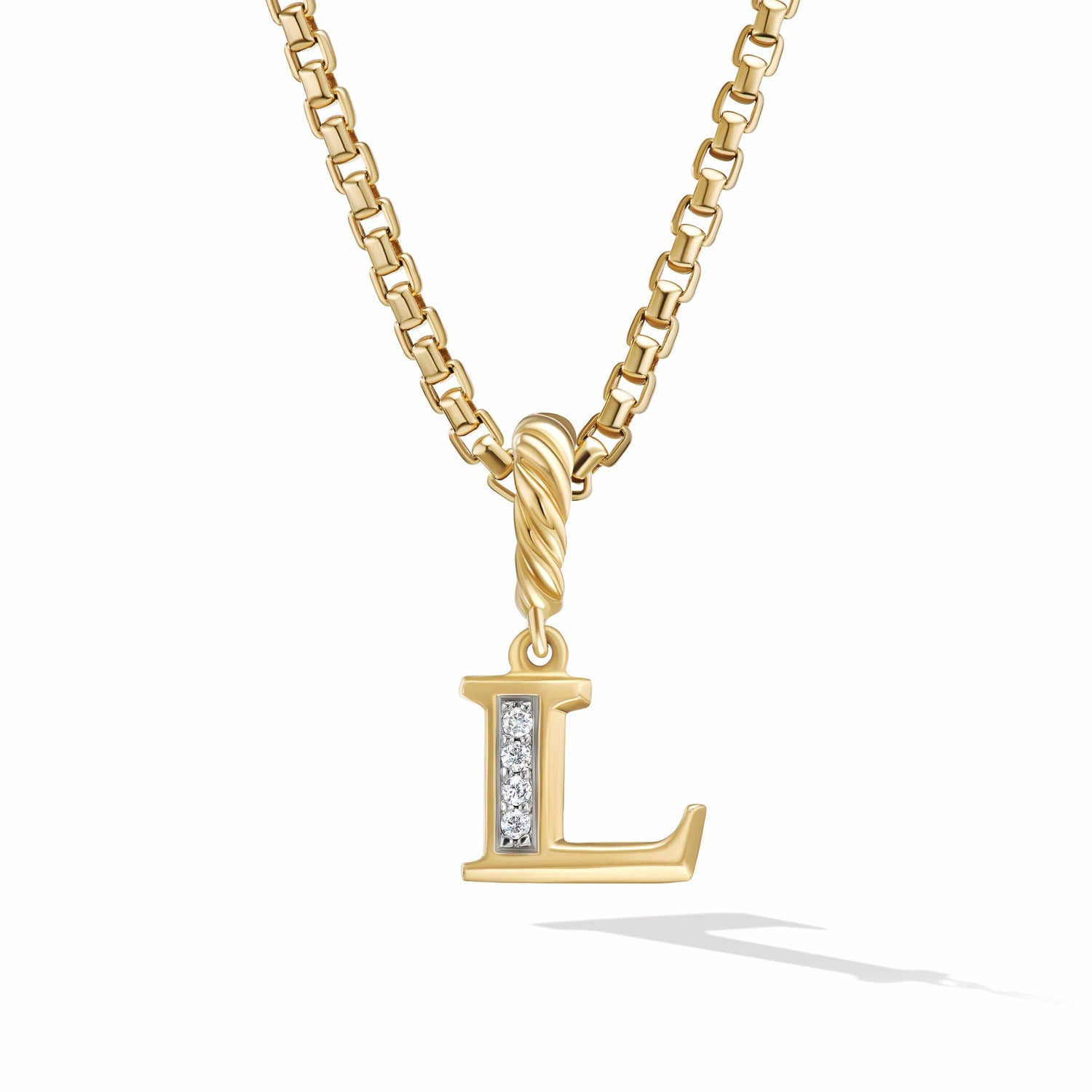 Pave Initial Pendant in 18K Yellow Gold with Diamonds - David Yurman- Diamond Cellar