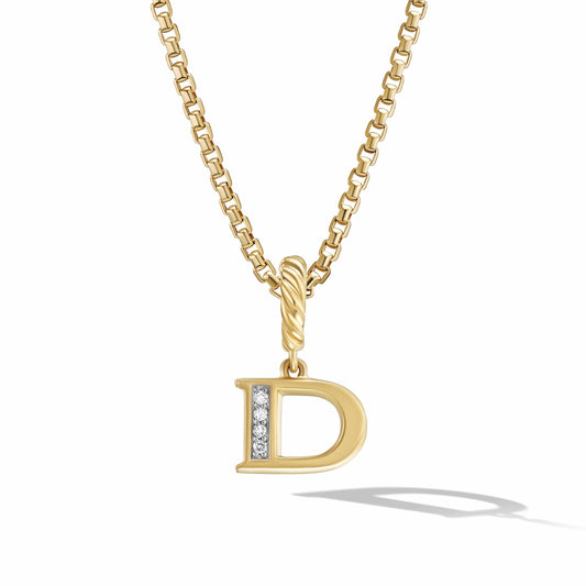 Pave Initial Pendant in 18K Yellow Gold with Diamonds - David Yurman- Diamond Cellar